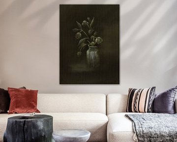 Stilleven met Stinkende nieskruid, Helleborus foetidus van Helga Pohlen - ThingArt