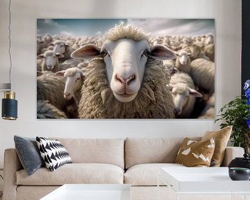 Sheep in the flock by Vlindertuin Art