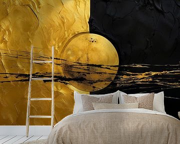 Schwarzer Goldkreis mit schwarzer von Digitale Schilderijen