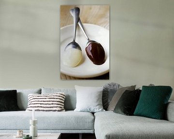 White and dark couverture on spoons by BeeldigBeeld Food & Lifestyle