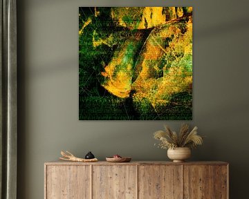 Roseschelle: Windwards [digitale abstracte kunst, oranje, groen] van Nelson Guerreiro