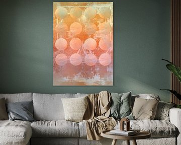 Pastel Dreamscape Roze, Goud en Gele Geometrie. Moderne abstracte geometrische kunst van Dina Dankers