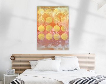 Pastell Traumlandschaft Gelb, Gold und Rosa Geometrie. Moderne abstrakte geometrische Kunst von Dina Dankers