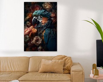 Papegaai tussen de bloemen Urban Jungle van But First Framing