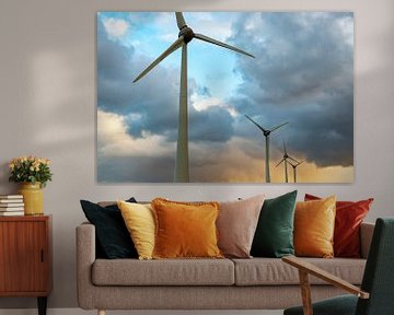 Windturbines in een windpark produceren elektriciteit van Sjoerd van der Wal Fotografie