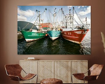 Vissersschepen in de haven van Zoutkamp in Groningen van Sjoerd van der Wal Fotografie