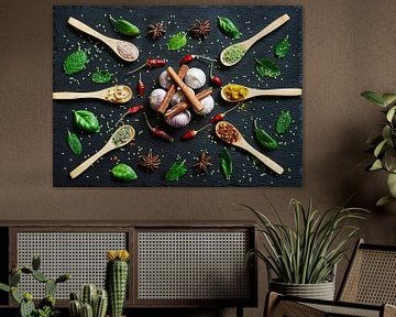 Cheerful Still Life with spices and fresh herbs. by Saskia Dingemans Awarded Photographer