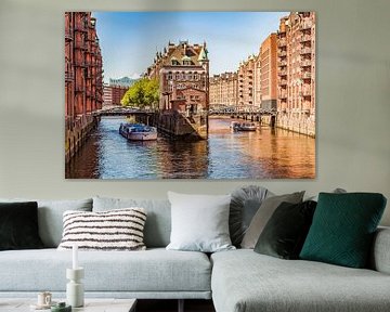 Excursion boats in the Speicherstadt in Hamburg by Werner Dieterich