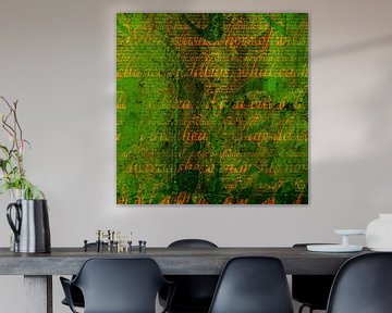 Roseschelle: Sayfohrt 02 [digitale abstracte kunst, oranje, groen]. van Nelson Guerreiro