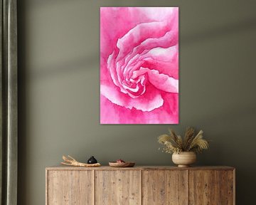 Rose rose en gros plan Peinture à l'aquarelle sur Karen Kaspar