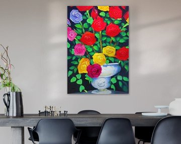 Bouquet of Flowers in a Japanese Vase by Younsi