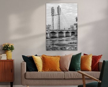 Magdeburg - Anna Ebert Bridge / Old Elbe (black and white) by t.ART