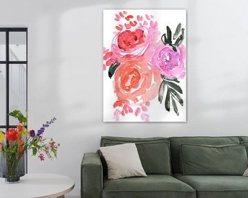 Maeko loose watercolor florals I, Rosana Laiz Blursbyai by 1x