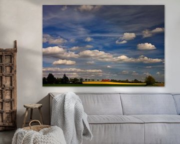 Lentekleuren, wolken, blauwe lucht van Dieter Ludorf