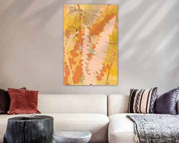 Natural living. Abstract Botanical Leaves Medley. Yellow, orange, pink by Dina Dankers