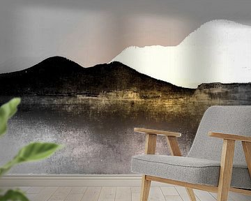 Japanese Mountain Japandi Grey Gold by FRESH Fine Art