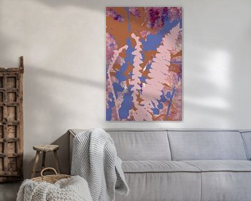 Abstract Botanical Bohemia. A Modern Chic Mix of Ferns, Bamboo and Eucalyptus in Pastels by Dina Dankers