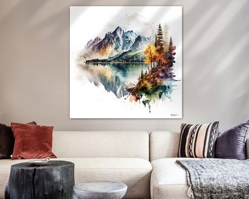 Aquarell einer Landschaft. von Gelissen Artworks