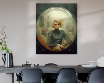 Portrait d'art contemporain "Vivre dans une bulle" sur Carla Van Iersel