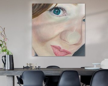Who's watching me? - realistic portrait of a woman with penetrating gaze