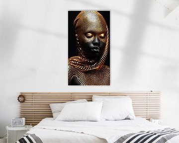 Portret Afrikaanse vrouw met goud accenten