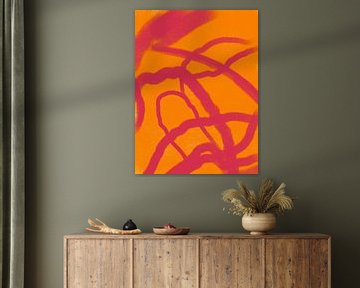 Abstract line pattern in orange and pink