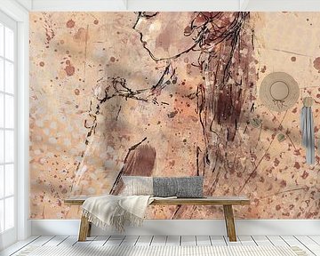 Mixed media - female nude in cream and beige tones by Emiel de Lange