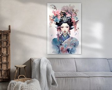 Geisha mit Blumenkrone von Peter Balan