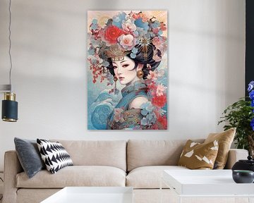 Geisha with flower crown by Peter Balan