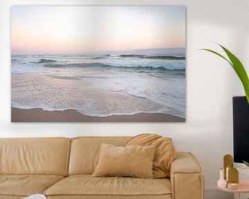 Sunrise on the beach in Portugal art print - pastel nature and travel photography by Christa Stroo photography