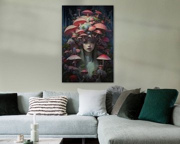 Très belle femme couverte de champignons sur Art Bizarre