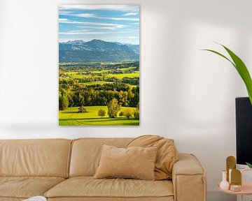 Vue du Mariaberg sur le Grünten et les Alpes d'Allgäu en automne sur Leo Schindzielorz