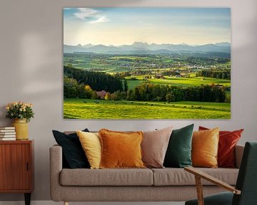 View over the Allgäu to the Allgäu Alps and the Gaishorn in the Tannheim Mountains by Leo Schindzielorz