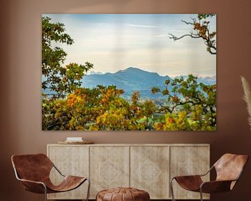 View over the Allgäu to the Allgäu Alps and the Grünten mountain range by Leo Schindzielorz