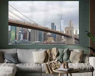 "Contrasten van New York: De Brooklyn Bridge en het Nieuwe WTC"