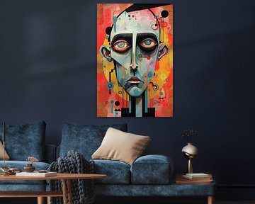 Abstract portret van een man in bizarre kleuren en vormen van Art Bizarre