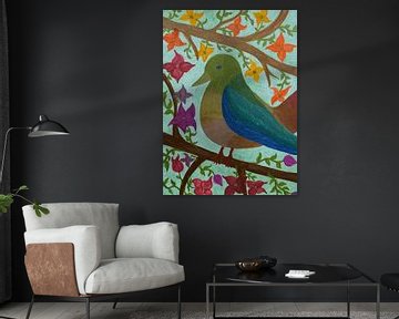 A bird in a blossomtree van Breezy Photography and Design