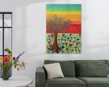 Arbre dans un champ de fleurs sur Breezy Photography and Design