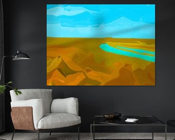 Het abstracte landschap Bruine Bank. van SydWyn Art