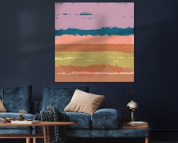 Dromenland. Modern abstract landschap in heldere pastelkleuren. Terracotta en paars van Dina Dankers