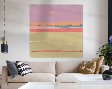 Dromenland. Modern abstract landschap in heldere pastelkleuren. Paars en beige van Dina Dankers