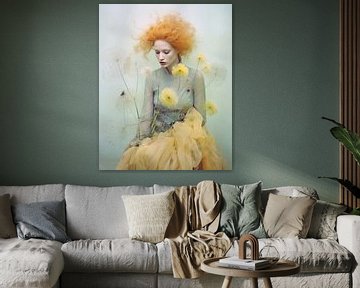 Portret "Dandelions in pastelkleuren" van Carla Van Iersel