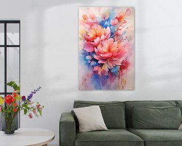 aqaurel abstrait d'une fleur/de fleurs. sur Gelissen Artworks