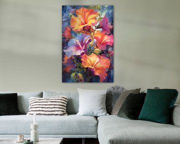 abstract aqaurel van een bloem/bloemen. van Gelissen Artworks