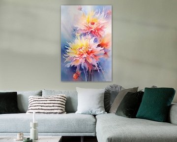 abstract aqaurel van een bloem/bloemen. van Gelissen Artworks