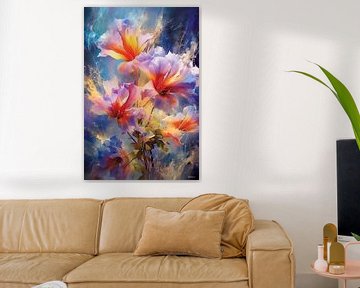 abstract aqaurel van een bloem/bloemen. van Gelissen Artworks