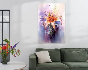 abstract aqaurel van een bloem/bloemen. van Gelissen Artworks