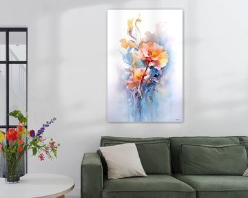 aqaurel abstrait d'une fleur/de fleurs. sur Gelissen Artworks