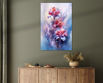 abstract aqaurel van een bloem/bloemen. van Gelissen Artworks