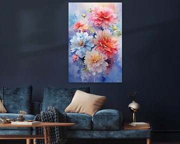 abstract aqaurel van een bloem/bloemen. van Gelissen Artworks